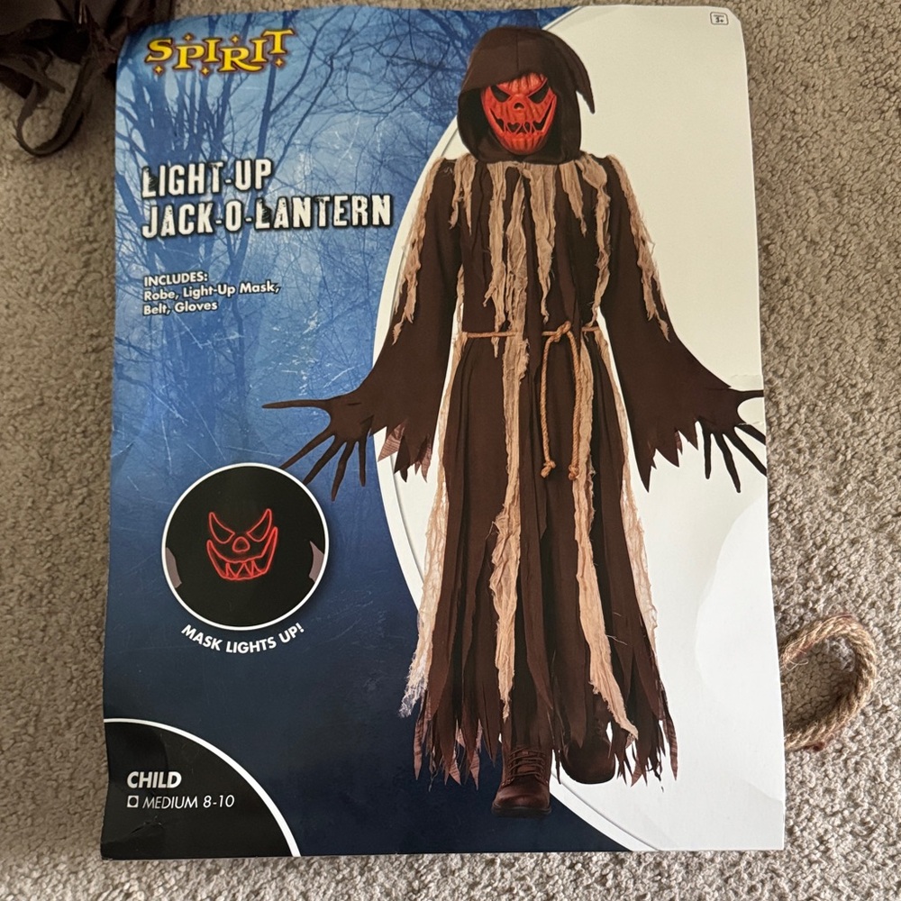 Spirit Brown Light-Up Jack-O-Lantern Kids Costume